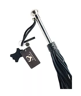 Bound X Calfskin Flogger With Rounded Metal Handle