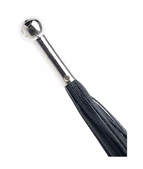 Bound X Textured Leather Flogger With Round Metal Handle