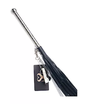 Bound X Leather Flogger With Thin Metal Handle And Chain