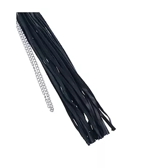 Bound X Leather Flogger With Thin Metal Handle And Chain