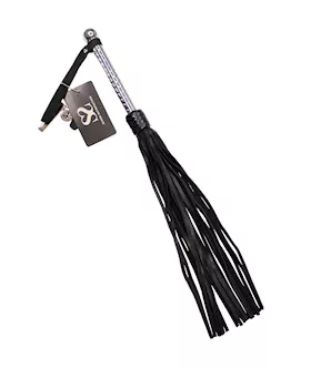 Bound X Leather Flogger With Spiral Metal Handle