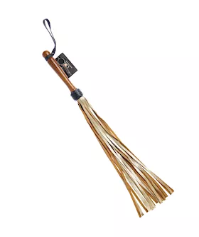 Bound X Gold Leather Flogger With Wooden Handle