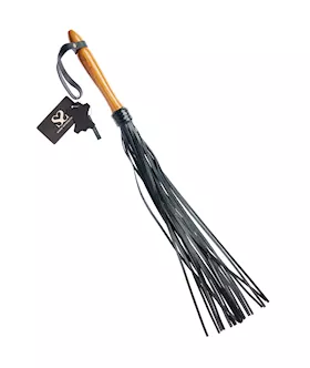 Bound X Textured Leather Flogger with Wooden Handle