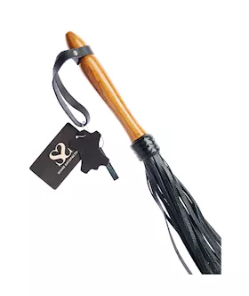 Bound X Textured Leather Flogger With Wooden Handle