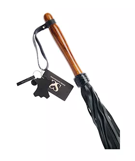 Bound X Calf Leather Flogger With Wooden Handle