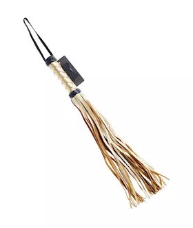 Bound X Gold Leather Flogger with Diamond Pattern Handle