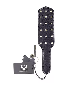 Bound X Grain Leather Paddle With Square Studs