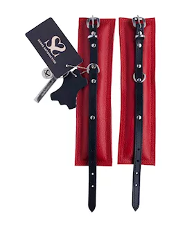 Bound X Padded Leather Wrist Cuffs With Thin Strap