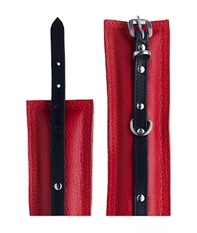 Bound X Padded Leather Wrist Cuffs With Thin Strap