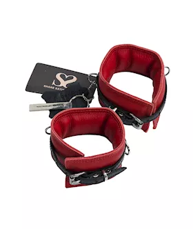 Bound X Padded Leather Ankle Cuffs With Thin Strap