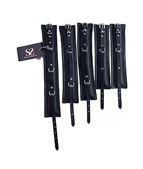 Bound X Padded Cuffs And Collar Set With Thin Strap