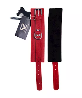 Bound X Textured Leather Wrist Cuff With Fur Lining