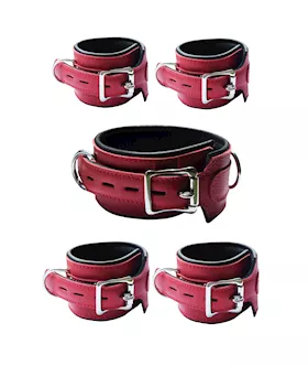 Bound X Ruby Leather Cuffs And Collar Set