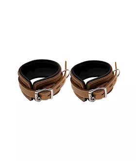Bound X Tooled Leather Cuffs And Collar Set