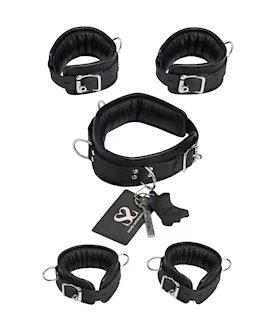 Bound X Padded Nubuck Cuffs And Collar Set