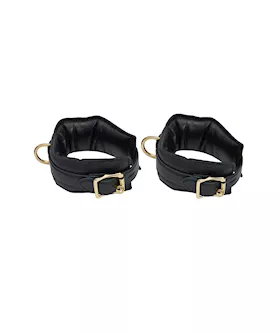 Bound X Padded Calfskin Cuffs And Collar Set