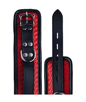 Bound X Padded Woven Leather Cuffs And Collar Set