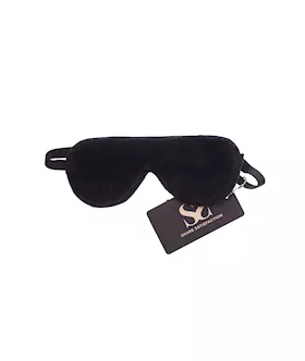 Bound X Leather Blindfold With Faux Fur Backing
