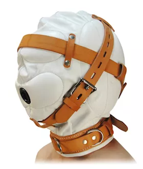 Total Sensory Deprivation White Leather Hood Small Medium