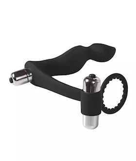 Cock Ring Anal Plug - Black