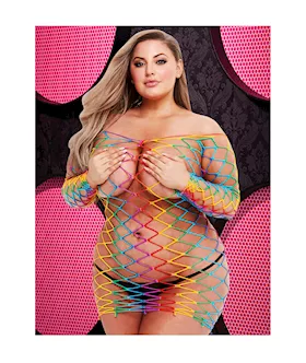 Rainbow Net Mini Dress