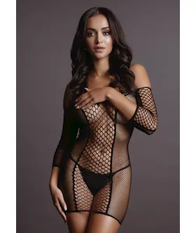 Duo Net Sleeved Mini Dress 