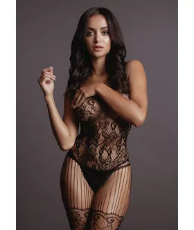 Lace And Fishnet Bodystocking 