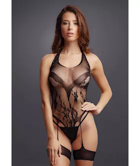 Crotchless Rhinestone Halter Teddy  