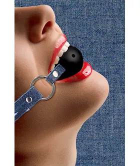 Breathable Ball Gag - With Roughened Denim Straps 