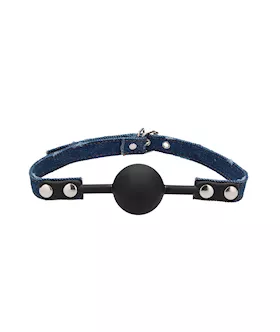Silicone Ball Gag - With Roughened Denim Straps 