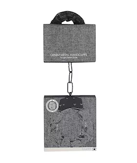 Denim Metal Handcuffs - Roughened Denim Style 