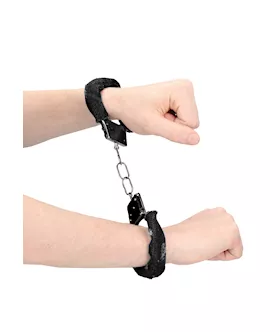 Denim Metal Handcuffs - Roughened Denim Style 