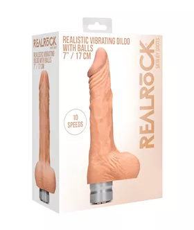 Realistic Vibrating Dildo With Balls - 7 Inch