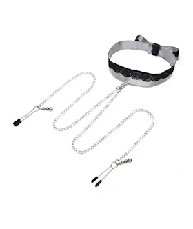 Fifty Shades Of Grey Play Nice Satin And Lace Collar And Nipple Clamps