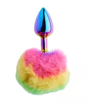 Kinki Rainbow Rabbit Tail Plug - 5.9 Inch