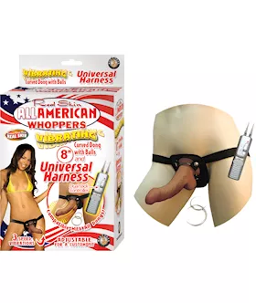 AMERICAN WHOPPERS VIBRATING DONG WITH UNIVERSAL HARNESS  8 Inch