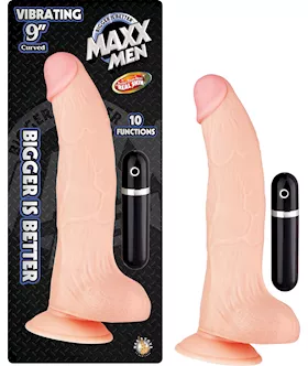 Maxx Men Vibrating Curved Dong - 9 Inch
