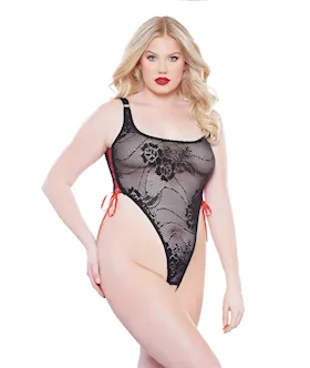 Kitten Crotchless Side Lacing Teddy