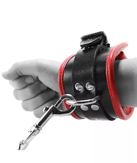 Rouge Leather Padded Wrist Cuffs