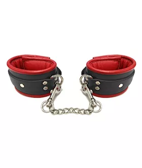 Rouge Leather Padded Ankle Cuffs