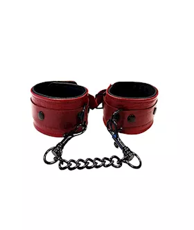 Rouge Plain Leather Ankle Cuffs