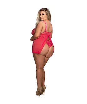 Two Piece Lame And Net Cami And G-string Set
