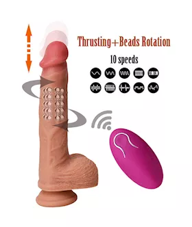 Rotunda Thrusting Dildo With Rotating Beads