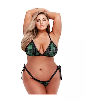 Schoolgirl Plaid Bra and Thong Set