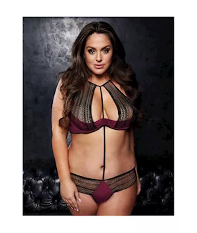 Keyhole Satin and Lace 2 Piece Set