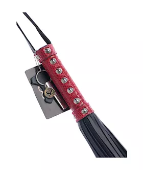 Bound X Leather Flogger With Snake Print Handle