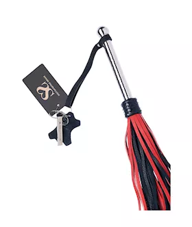Bound X Calfskin Flogger With Spiral Metal Handle
