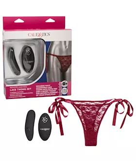 Remote Control Lace Thong Set - One Size