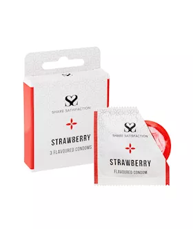 Share Satisfaction Strawberry Flavoured Condom  3 Pack