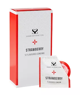 Share Satisfaction Strawberry Flavoured Condom  12 Pack